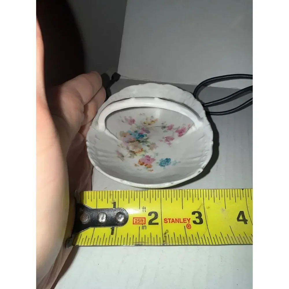 Vintage Fine China Basket With Handle, colored flower Pattern